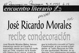 José Ricardo Morales recibe condecoración