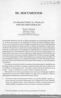 Un dramaturgo al trasluz, José Ricardo Morales