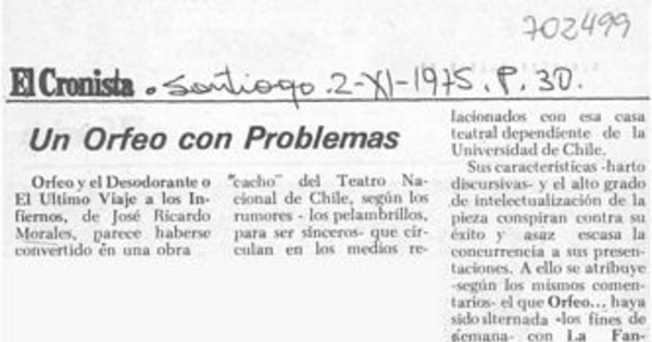Un Orfeo con problemas