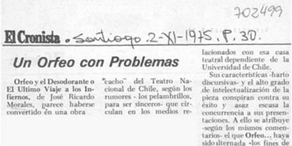 Un Orfeo con problemas