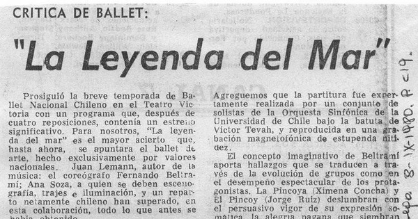 "La Leyenda del mar": crítica de ballet