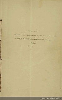 Contrato entre Gobierno chileno representado por Domingo Gana y Rodolfo Lenz, 1889