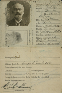 Cédula de identidad otorgada por la República de Chile a Rodolfo Lenz, 1927