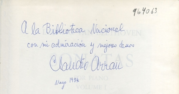 Dedicatoria de Claudio Arrau, 1984