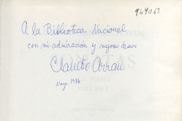 Dedicatoria de Claudio Arrau, 1984