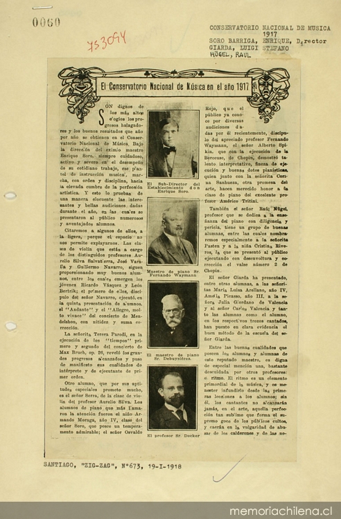 El Conservatorio Nacional de Música en el año 1917