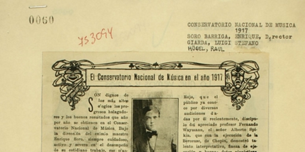 El Conservatorio Nacional de Música en el año 1917