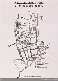 Plano de Arica antes del terremoto del 13 de agosto de 1868.