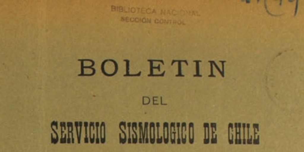 Boletín del Servicio Sismológico de Chile: XVI, 1922