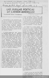Las huellas poéticas de Carmen Berenguer