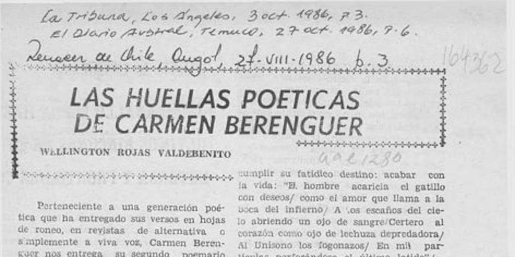 Las huellas poéticas de Carmen Berenguer