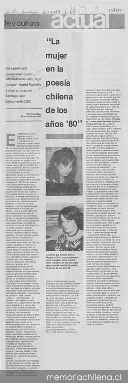 La mujer en la poesía chilena de los años 80