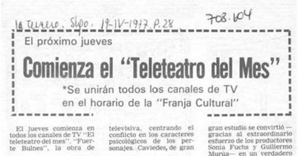 Comienza el "Teleteatro del mes"