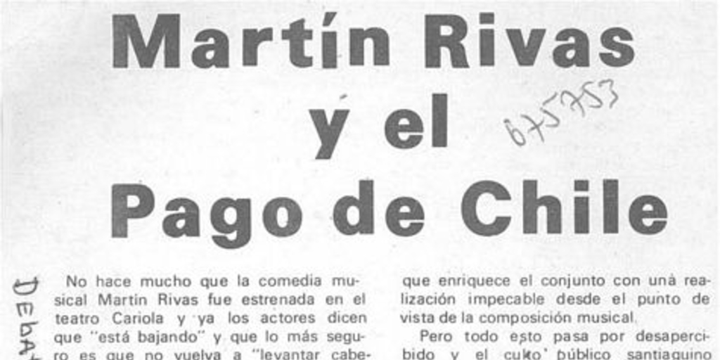 Martín Rivas y el pago de Chile