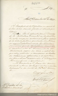 [Carta] 1849 Dic. 24, Santo., al Director de la Biblioteca Nacional [manuscrito]