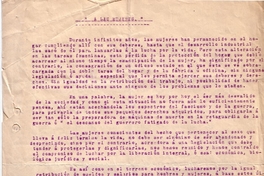 Correspondencia de la Secretaria General del Movimiento Pro-Emancipación de las Mujeres de Chile (MEMCH), Elena Caffarena, 1935