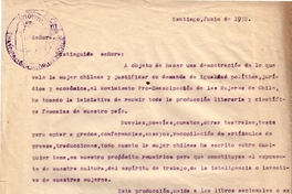 Correspondencia de la Secretaria General del Movimiento Pro-Emancipación de las Mujeres de Chile (MEMCH), Elena Caffarena, junio-julio, 1938