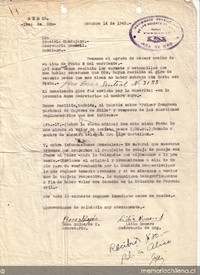 Correspondencia de la Secretaria General del Movimiento Pro-Emancipación de las Mujeres de Chile (MEMCH), Elena Caffarena, 1944