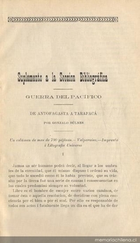 Guerra del Pacífico de Antofagasta a Tarapacá [de] Gonzalo Bulnes
