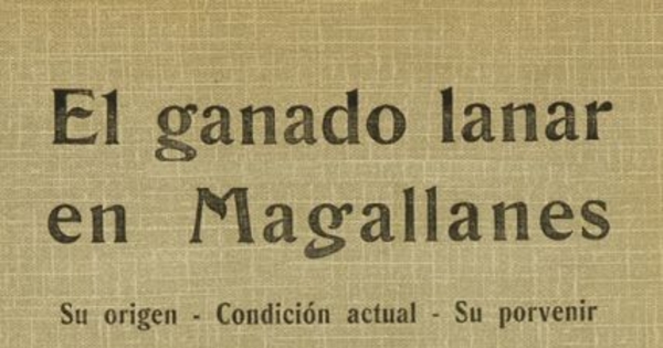 El ganado lanar en Magallanes : su origen, condición actual, su porvenir