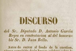 Mayorazgos. Discursos pronunciados por los diputados D. Antonio Garcia Reyes, y Don Manuel A. Tocornal