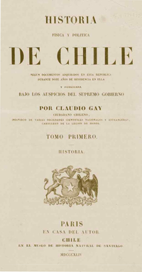 Historia Física y Política de Chile. Tomo Primero: Historia.