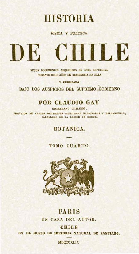 Historia Física y Política de Chile. Tomo Cuarto: Botánica