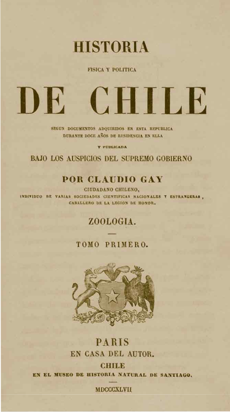 Historia Física y Política de Chile. Tomo Primero: Zoología