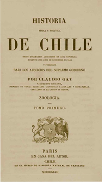 Historia Física y Política de Chile. Tomo Primero: Zoología