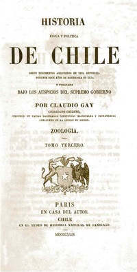 Historia Física y Política de Chile. Tomo Tercero: Zoología
