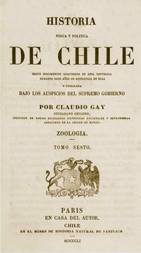 Historia Física y Política de Chile. Tomo Sexto: Zoología