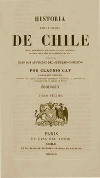 Historia Física y Política de Chile. Tomo Séptimo: Zoología