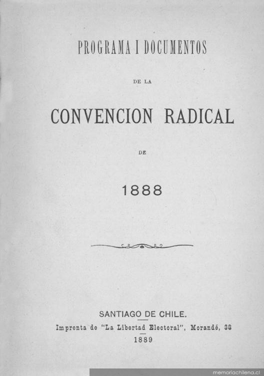 Programa i documentos de la Convención Radical de 1888