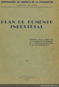 Plan de Fomento Industrial : aprobado con fecha 22 de septiembre de 1939