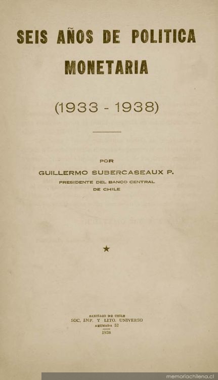 Seis años de política monetaria : (1933-1938)