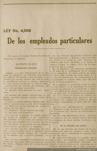 Ley no. 4.059 : los empleados particulares