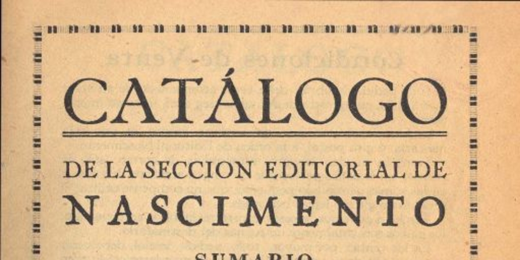 Catálogo de la Sección Editorial de Nascimento