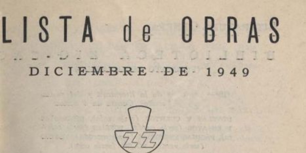 Lista de obras : diciembre de 1949