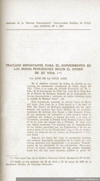 Tratado importante para el conocimiento de los indios Pehuenches según el orden de su vida