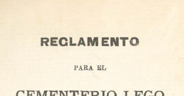 Reglamento para el cementerio lego de Caldera