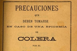 Precauciones que deben tomarse en caso de una epidemia de cólera