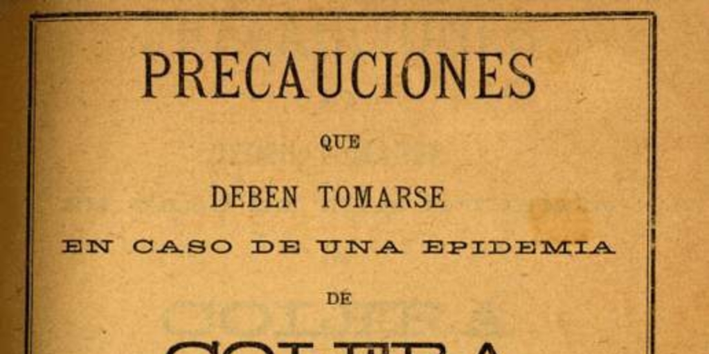 Precauciones que deben tomarse en caso de una epidemia de cólera