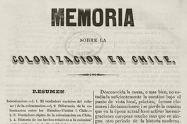 Memoria sobre la colonización en Chile