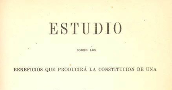 Estudio sobre los beneficios que producirá la constitución de una Compañía Anónima Chilena para la fabricación de cigarrillos en Chile con las máquinas Susini con privilegio de once años