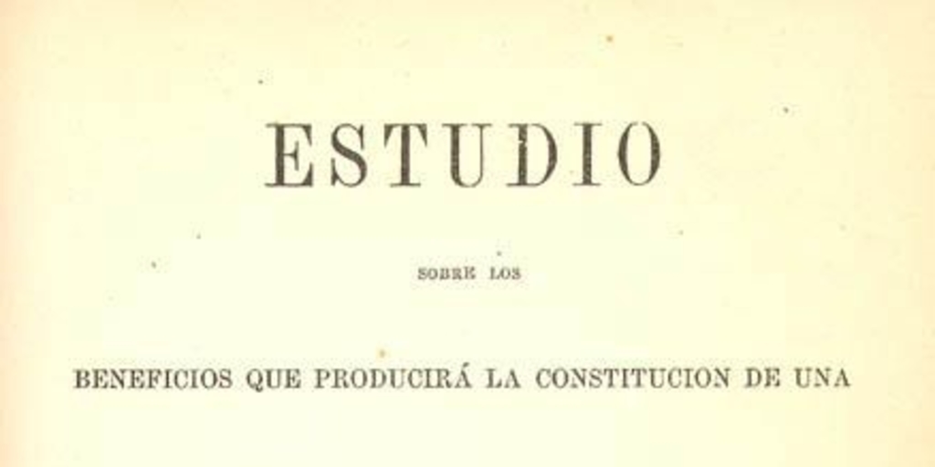 Estudio sobre los beneficios que producirá la constitución de una Compañía Anónima Chilena para la fabricación de cigarrillos en Chile con las máquinas Susini con privilegio de once años