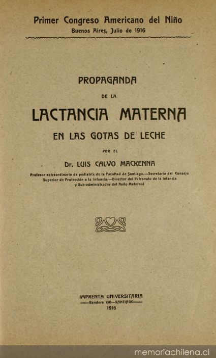 Propaganda de lactancia materna en las Gotas de Leche