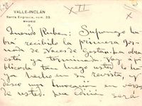 [Carta], ca. 1900 Madrid, España <a> Rubén Darío: [manuscrito]