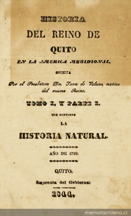 Historia del Reino de Quito : en la América meridional