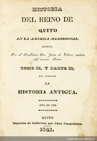 Historia del Reino de Quito : en la América meridional