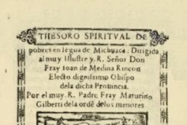 Thesoro spiritual de pobres en lengua de Michuacã